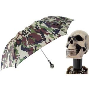 Pasotti Camouflage Men’s Folding Umbrella Length 50cm Skull Handle Made In Italy